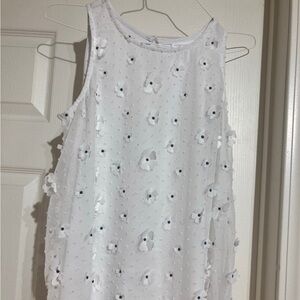 Charter Club White Floral Tank Top